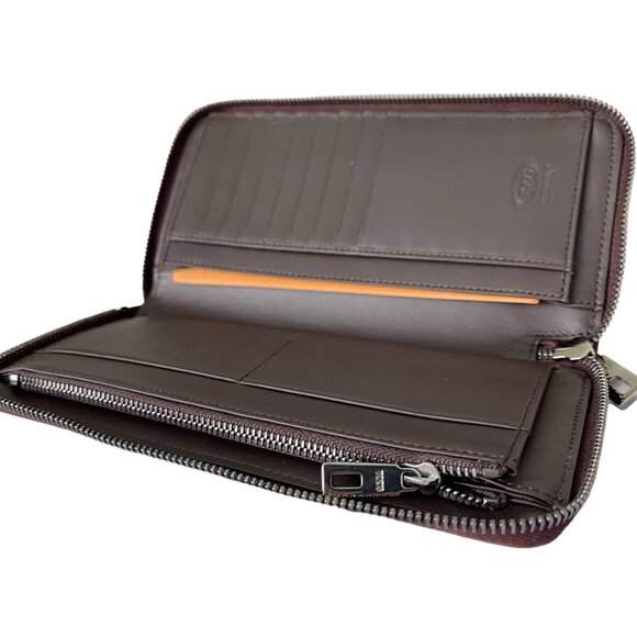 Tod's Italy Color block Orange/Brown Zip Continental Wallet XAWDSPA04Z0DOUL016 - Picture 14 of 15